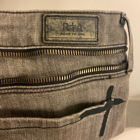 RtA Road to Awe Double Back Zip Jeans Perfect Grey Size 27 - Picture 9 of 11